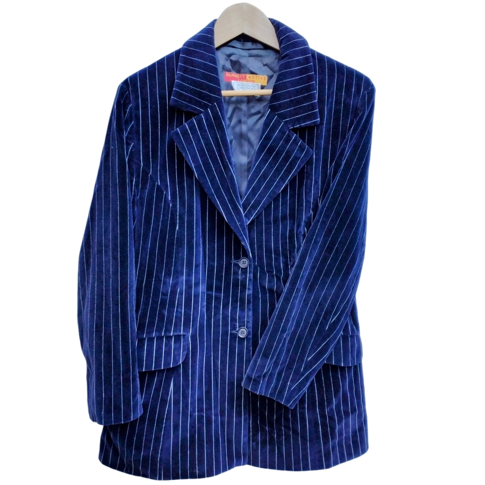 Vintage Katharine Hamnett Active London Velvet Pinstripe Blazer Archive Designer